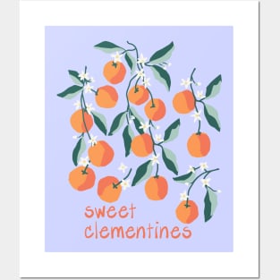 Sweet  Clementines Blue Posters and Art